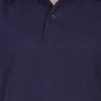 Ketex Navy Blue Cotton Blend Polo Neck Tshirt
