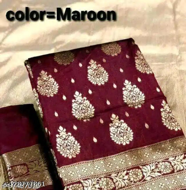 Jacquard Saree With Blouse For Women (Purple, 6.3M)