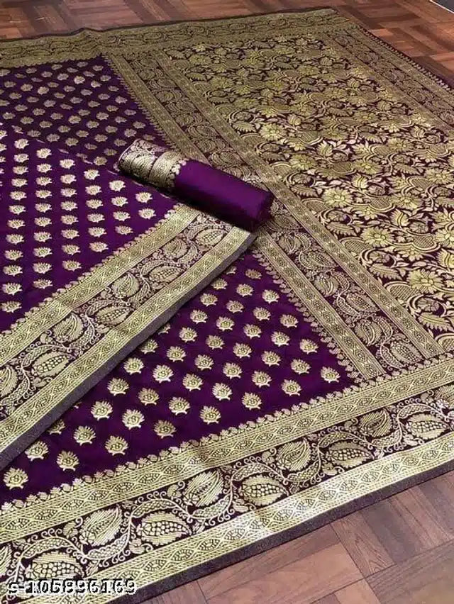 Jacquard Saree For Women (Purple, 6.3m)